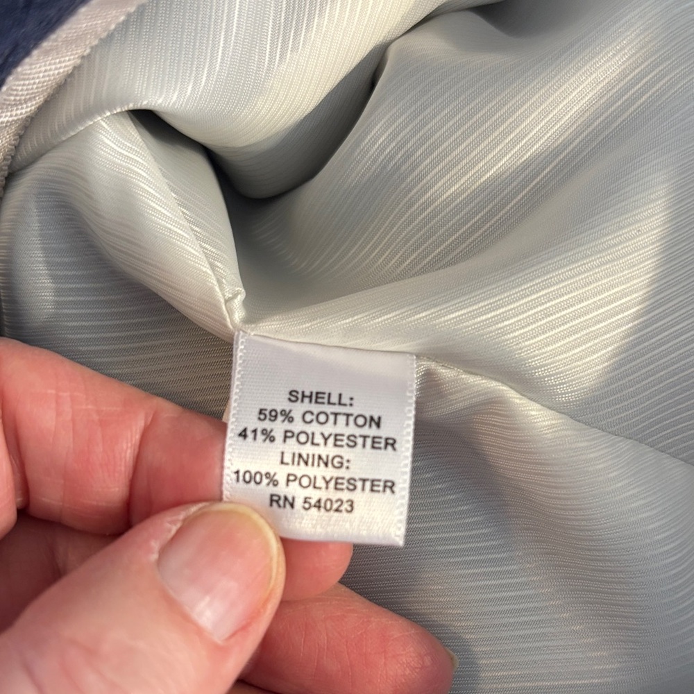 Banana Republic Navy Textured with Ivory Ribbon Trim Jacket Zip Closure EUC sz 2 - Picture 8 of 9